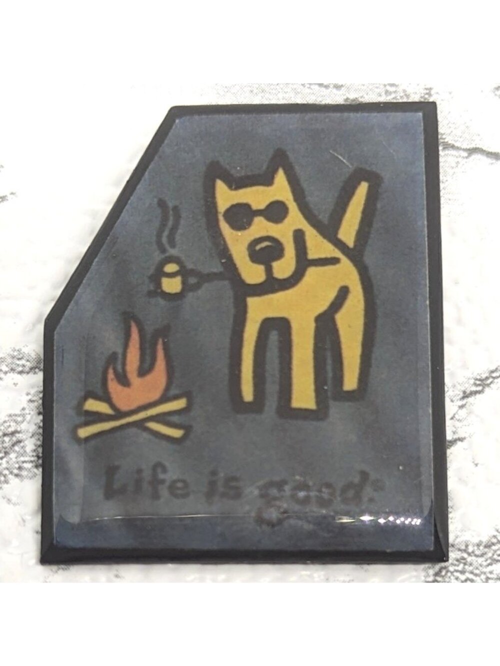 "Life is Good©" Brooch Pin Rocket Toast Marshmallows Camping Dog Handcrafted